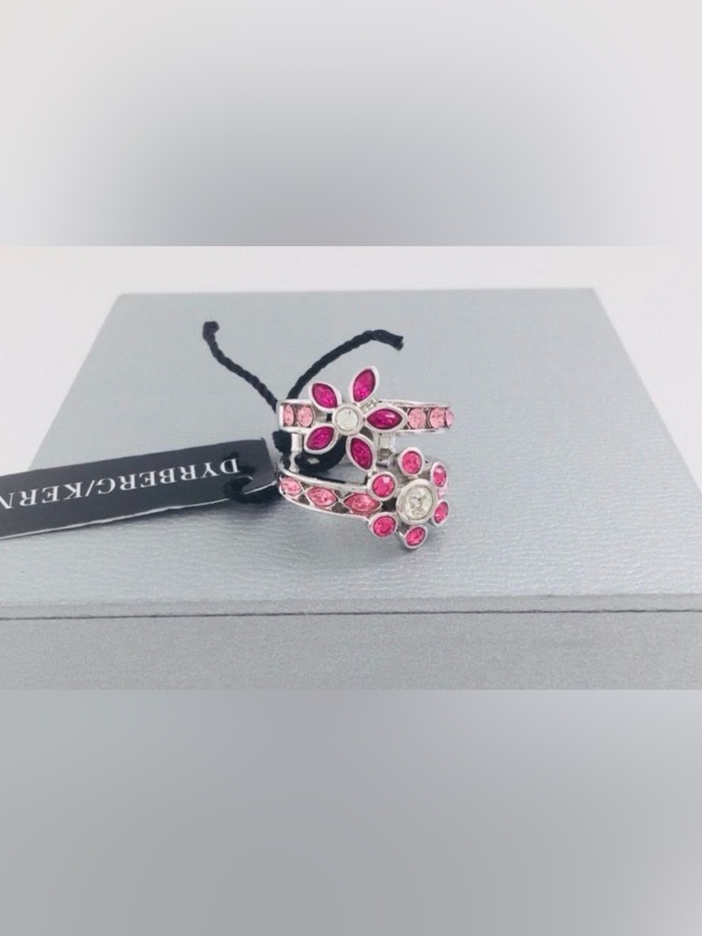 Dyrberg Kern New Silver Ring with pink
Swarovski crystals.